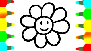 How to Draw a Cute flower || Drawing of a flower || colourful flowers || easy cute drawings || kids