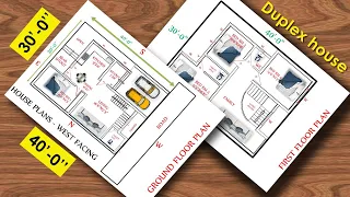 30x40 house plan with 4 bedrooms – 30x40 duplex house design – floor plan for houses with estimate