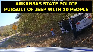 Arkansas State Police PIT Jeep (full of 10 young adults) before they make it to Oklahoma