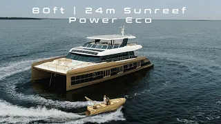 Nuteak Synthetic Teak Decking on an 80ft/24m Sunreef Power Eco charter vessel.