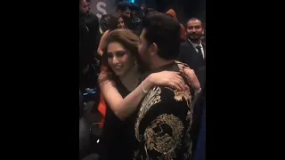 Farhan Saeed hugging Iman ali