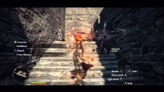 Dragon's Dogma - Deny Salvation: Skeleton Lord Battle, Sorcerer, Stairs HD Gameplay PS3