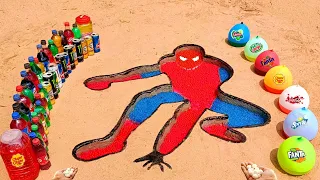 How to make Rainbow Spiderman with Orbeez, Big Coca Cola, Fanta, Monster, Popular Sodas vs Mentos