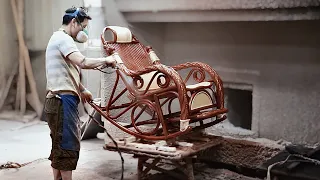 The process of producing a large number of rattan chairs by hand, an amazing rattan chair factory