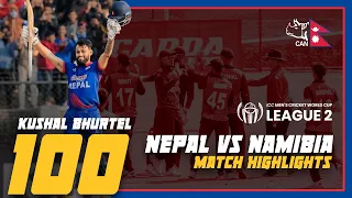 CWCL2 Match Highlights Nepal vs Namibia || Nepal Won By 2 Wickets || Kushal Bhurtel Century