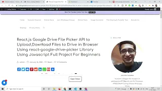 React.js Google Drive File Picker API to Upload,Download Files to Drive in Browser Using Javascript