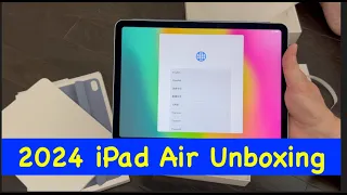 Apple iPad Air 2024 Unboxing - 11 inch 128 GB Blue M2 Chip! Apple Smart Folio cover unboxing too!