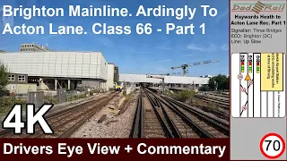 Train Drivers Eye View Cab Ride. Brighton Mainline Haywards Heath - East Croydon 4K With Commentary