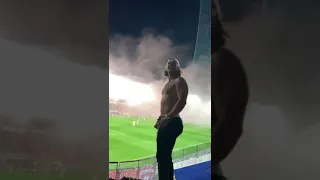 David Pastrnak chants at a football match Banik Ostrava