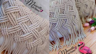 كوشن مكرميه 2 بخيط الكردون/cushion cover/ macrame cushion/manal_elmawardy