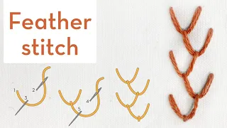 Feather stitch - How to quick video tutorial - hand embroidery stitches for beginners