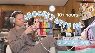 crochet as much as I can in 10 hours 💝 found new favorite market make 🎀 studio vlog