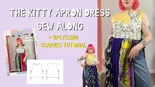 The Kitty apron dress pattern tutorial sew along + upcycling tutorial, scarf upcycle and apron top