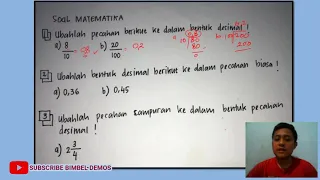 ubahlah pecahan berikut ke dalam bentuk desimal a  8/10, b  20/100