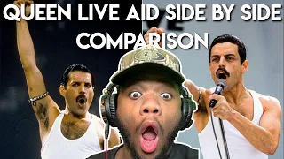 BOHEMIAN RHAPSODY MOVIE 2018 [LIVE AID] Side by Side w/ the QUEEN LIVE AID 1985 (REACTION)