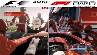 F1 Game Comparison (2010 - 2018 PIT Stop Gameplay Comparison)
