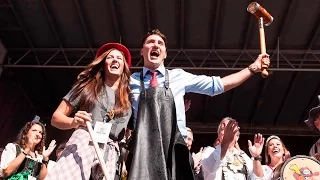 Trudeau taps the keg at K-W Oktoberfest