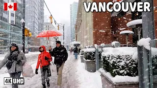 🇨🇦 【4K】❄️❄️❄️ EXTREME SNOWSTORM in Downtown Vancouver BC, Canada 2024.
