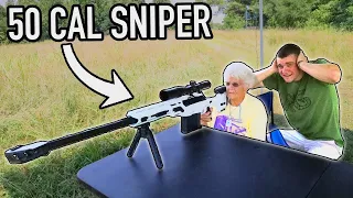 Shooting 50 Caliber Sniper Rifle with 147 Year Old Grandma!