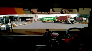 #POV driving in the port. Double trailer