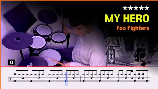 [Lv.18] Foo Fighters - My Hero (★★★★★) Pop Drum Cover with Sheet Music