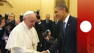 Pope welcomes US president Barack Obama to Vatican