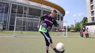 Grave Digger's Morgan Kane plays soccer with German fans