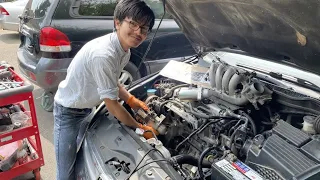 How To Remove Starter Honda Accord 2003 2004 2005 2.4L & 2006 2007 w/Intake Manifold Chamber Removal