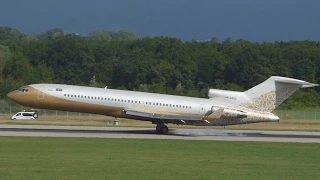 [FullHD] Rotate too soon!!! SW Business Boeing 727-200(A) landing, taxi & takeoff at Geneva/GVA/LSGG