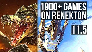 RENEKTON vs GALIO (MID) | 9/0/5, 1900+ games, 1.5M mastery, Legendary | KR Master | v11.5