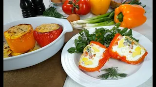 BRILLIANT BRUNCH PEPPERS Eggs and few other ingredients baked into cheese-topped peppers. Delicious!