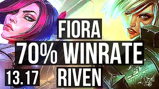 FIORA vs RIVEN (TOP) | 70% winrate, 6 solo kills | NA Master | 13.17