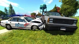 Amazing Police Chases Through a Neighborhood! - BeamNG Gameplay & Crashes - Cop Escape