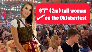 Oktoberfest Reactions on a 6'7 (2m) tall woman!