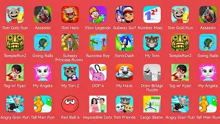 Talking Tom Gold Run,Hunter Assassin,Talking Tom Hero Dash,Flow Legends,Subway Surfers,Number Master