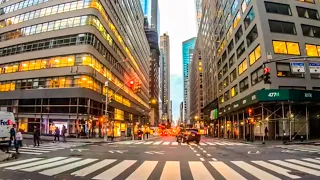 Driving NYC 4K. Sunset Medison Ave - Manhattan USA