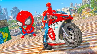 HOMEM ARANHA SALTANDO DE BICICLETA com MCQUEEN no GTA 5 !!!