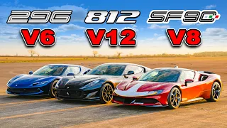 Ferrari V12 vs V8 vs V6: CORRIDA DE ARRANCADA