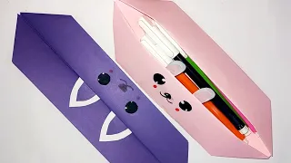 How to Make a Paper Pencil Box - DIY Paper Pencil Box -  Easy Origami Box Tutorial