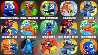 Rainbow Friends,Horror Alphabet,Merge Craft Blue Guys,Hide and Seek,Choo Train Defense Rainbow.io