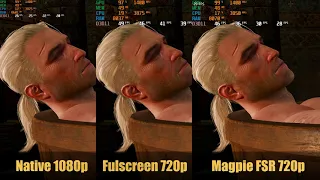 The Witcher 3 Magpie FSR tests 720p to 1080p on Ryzen 3400g Vega 11