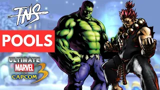 TNS UMvC3 #141 Tournament (Hulk Captain America Akuma Ryu Deadpool Chris) Pools Tourney Marvel 3
