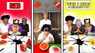 Eating One Color Food Challenge! Red , Yellow, Watermelon Mukbang