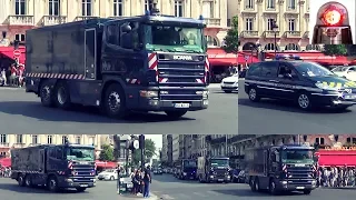 Massive Police Escort Money Transfer - Heavily Armed Convoy in Paris