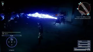 Prompto Argentum using his flamethrower