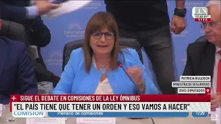 Debate en diputados por la Ley Ómnibus: cruces entre Bullrich y diputados Kirchneristas