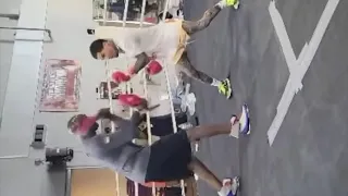 Gervonta Davis showing off hand speed on the mitts