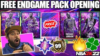 WE OPENED THE FREE ENDGAME PACKS AND PULLED A FREE 99 OVR CARD IN NBA 2K22 MYTEAM PACK OPENING