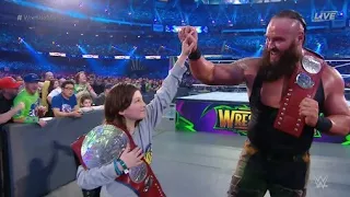 10 year old Nicholas WINS tag team titles with Braun Strowman - Wrestlemania 34 -