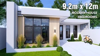 Simple House | House Design idea |  9.2m x 12m 3Bedrooms (110sqm)